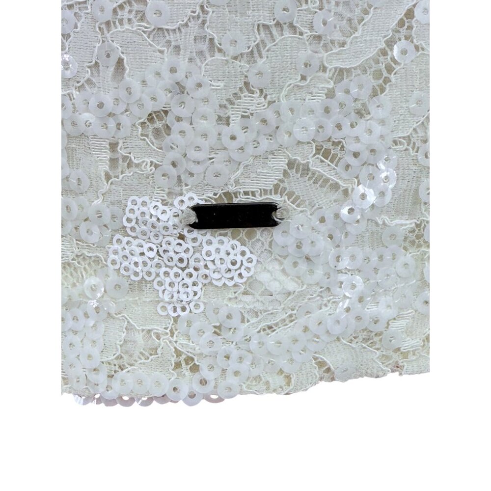 Vintage Hollister Cream Floral Lace & Sequin Embellished Mini Skirt Y2K - Picture 4 of 16